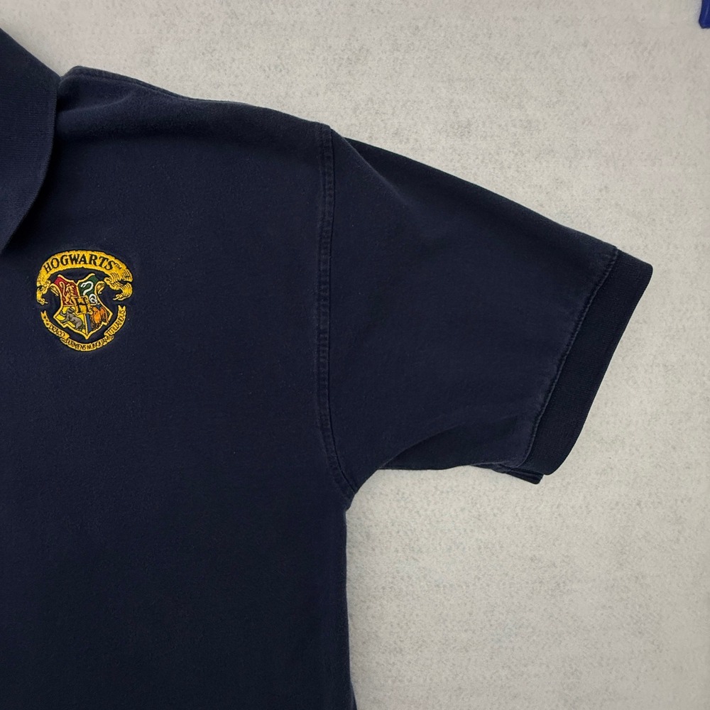 Harry Potter Hogwarts Polo Shirt Men XXXL Blue Vintage Embroidered Crest Warner - Picture 5 of 11